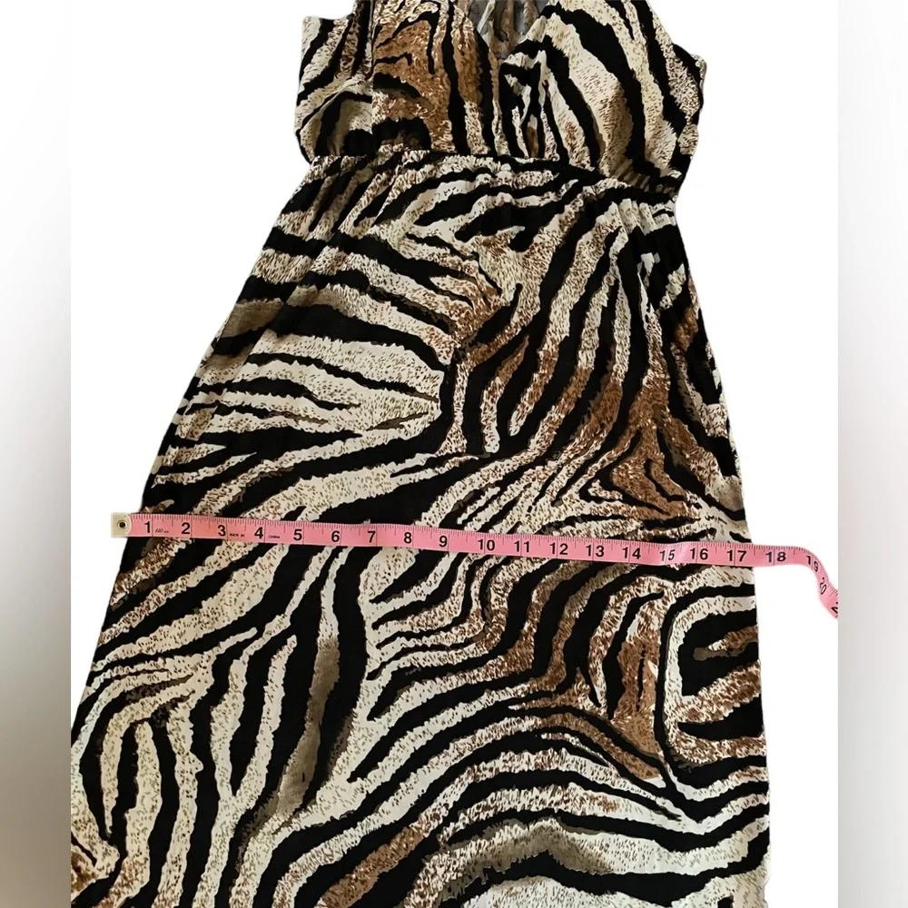 Animal‎ Print Long Maxi Dress Size Small Lightweight Black & Brown Halter Tiger